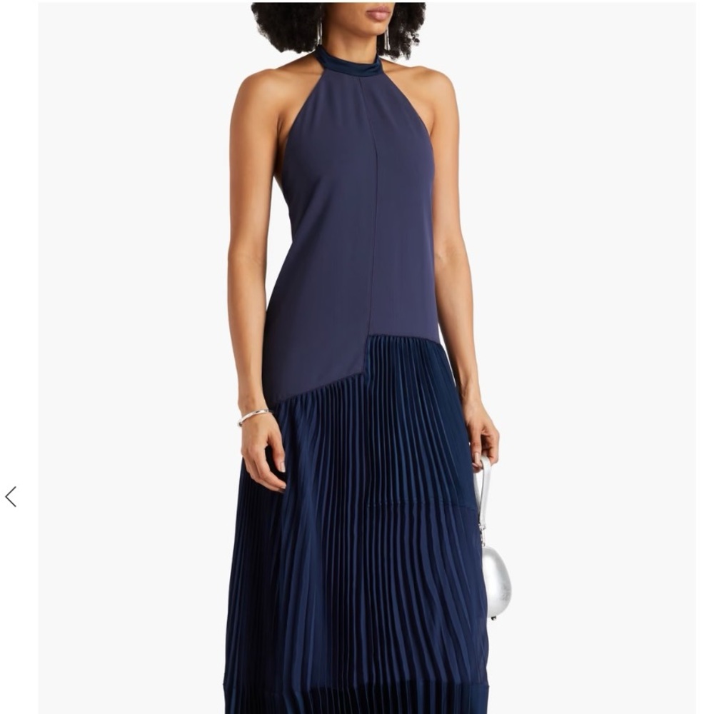 Simkhai pleated satin hazel dress in midnight size 8